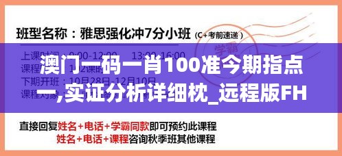 澳门一码一肖100准今期指点一,实证分析详细枕_远程版FHS7.40