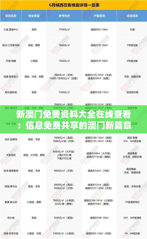 新澳门免费资料大全在线查看：信息免费共享的澳门新篇章