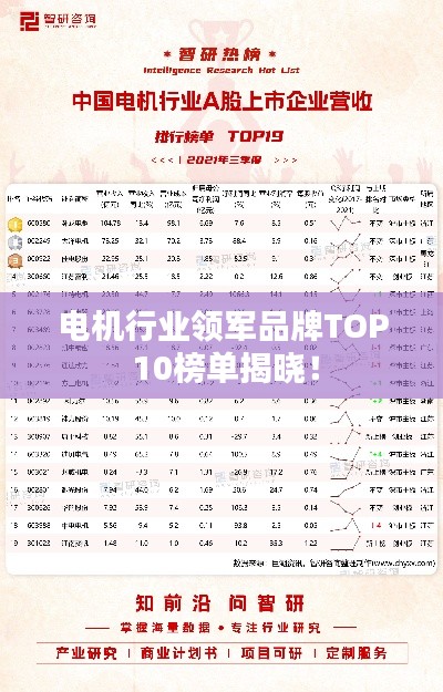 电机行业领军品牌TOP 10榜单揭晓！