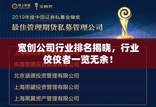宽创公司行业排名揭晓，行业佼佼者一览无余！