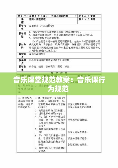 音乐课堂规范教案：音乐课行为规范 