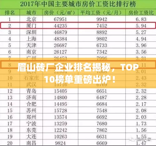 眉山砖厂企业排名揭秘，TOP 10榜单重磅出炉！
