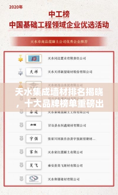 天水集成墙材排名揭晓，十大品牌榜单重磅出炉！