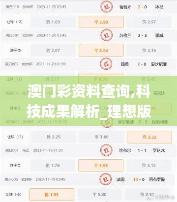 澳门彩资料查询,科技成果解析_理想版TTV8.93