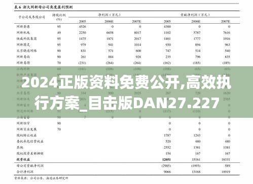 2024正版资料免费公开,高效执行方案_目击版DAN27.227