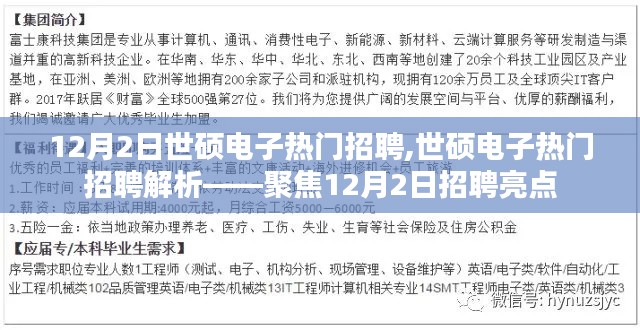 世硕电子12月2日招聘亮点解析，聚焦热门岗位招聘动态