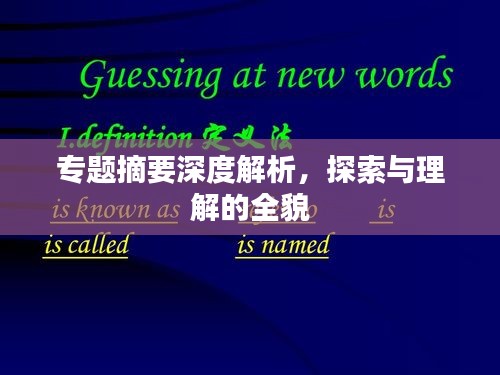 专题摘要深度解析，探索与理解的全貌