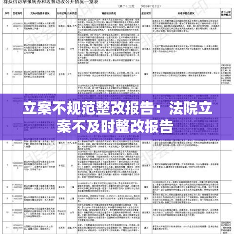 立案不规范整改报告：法院立案不及时整改报告 