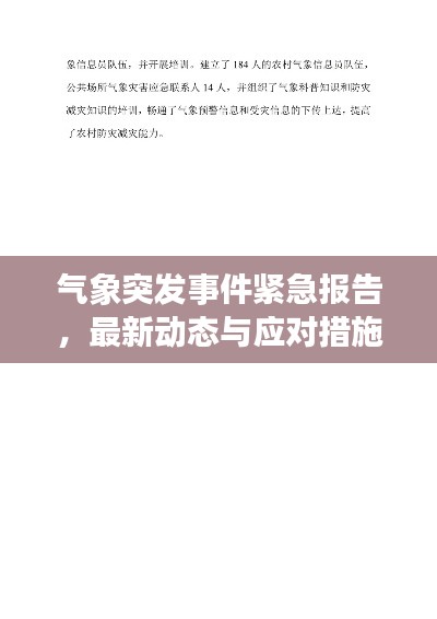 气象突发事件紧急报告，最新动态与应对措施