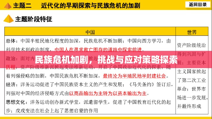 民族危机加剧，挑战与应对策略探索