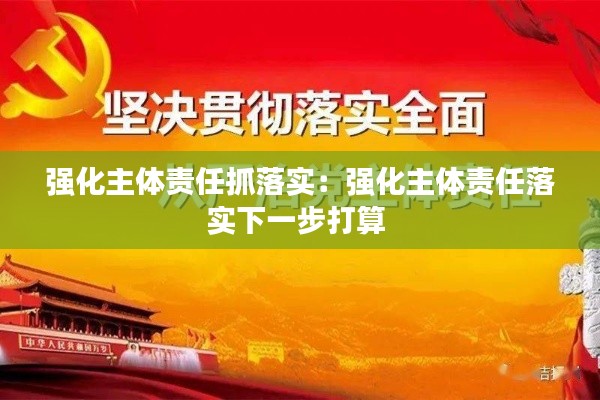 强化主体责任抓落实：强化主体责任落实下一步打算 
