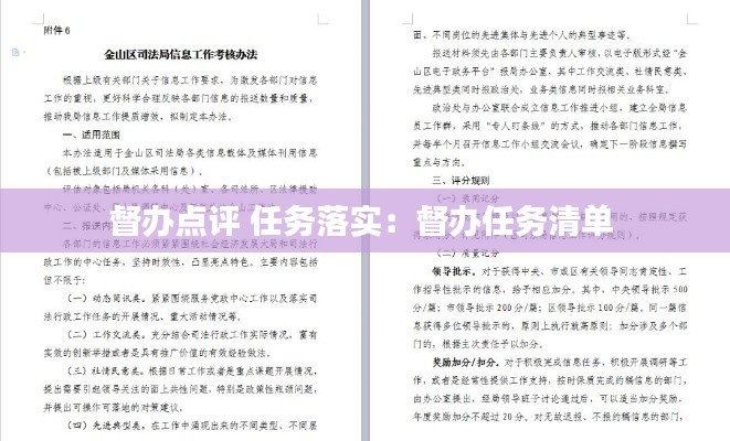 督办点评 任务落实：督办任务清单 