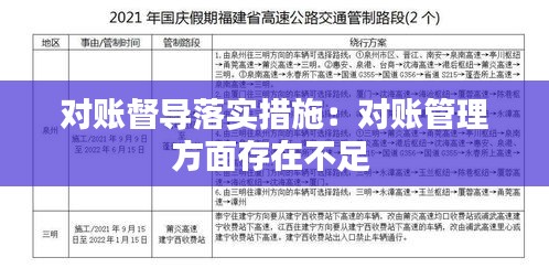对账督导落实措施：对账管理方面存在不足 