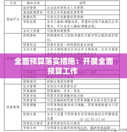 全面预算落实措施：开展全面预算工作 