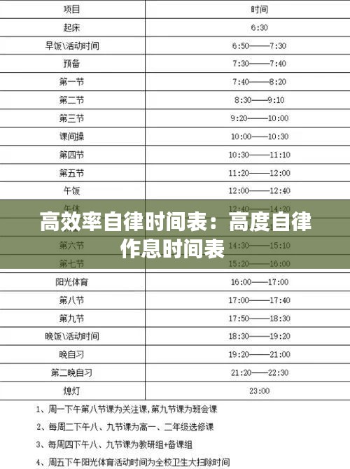 高效率自律时间表：高度自律作息时间表 