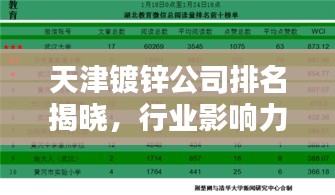 天津镀锌公司排名揭晓，行业影响力大的企业榜单