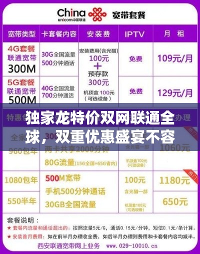 独家龙特价双网联通全球，双重优惠盛宴不容错过