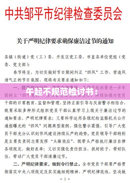 午起不规范检讨书： 