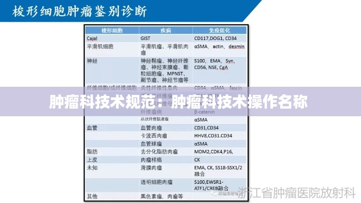 肿瘤科技术规范：肿瘤科技术操作名称 