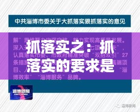 抓落实之：抓落实的要求是什么 