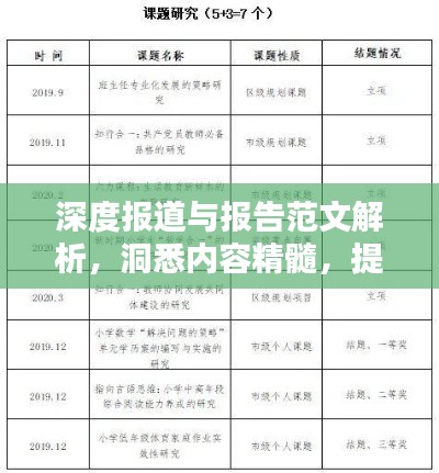 深度报道与报告范文解析，洞悉内容精髓，提升写作品质！