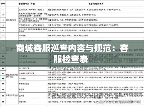 商城客服巡查内容与规范：客服检查表 