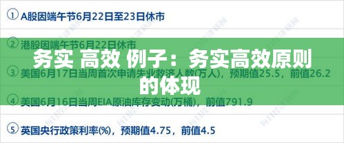 务实 高效 例子：务实高效原则的体现 