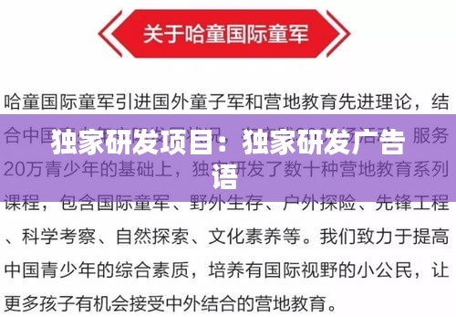 独家研发项目：独家研发广告语 