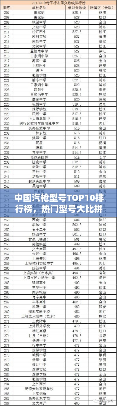 中国汽枪型号TOP10排行榜，热门型号大比拼！