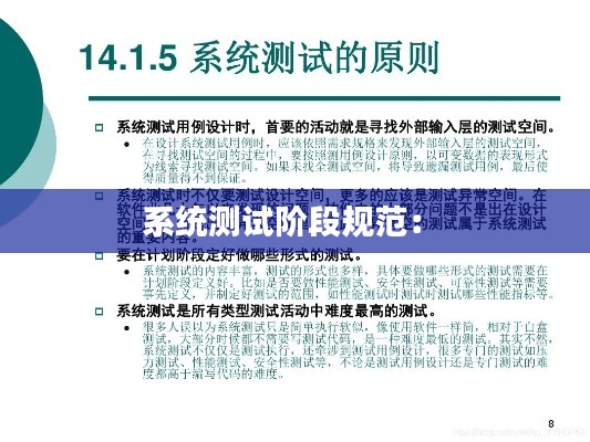系统测试阶段规范： 