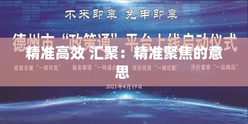 精准高效 汇聚：精准聚焦的意思 