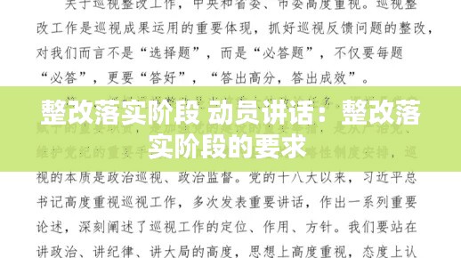 整改落实阶段 动员讲话：整改落实阶段的要求 