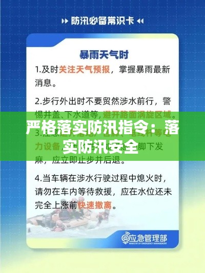 严格落实防汛指令：落实防汛安全 