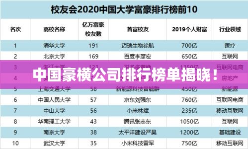 中国豪横公司排行榜单揭晓！
