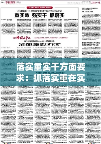 落实重实干方面要求：抓落实重在实效 