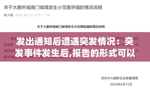 发出通知后遭遇突发情况：突发事件发生后,报告的形式可以是口头 