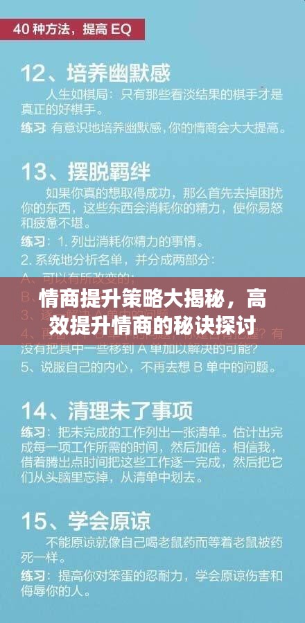 情商提升策略大揭秘，高效提升情商的秘诀探讨