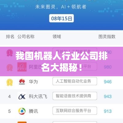 我国机器人行业公司排名大揭秘！