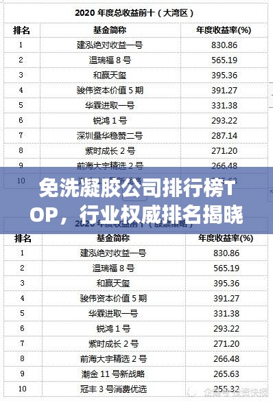 免洗凝胶公司排行榜TOP，行业权威排名揭晓！