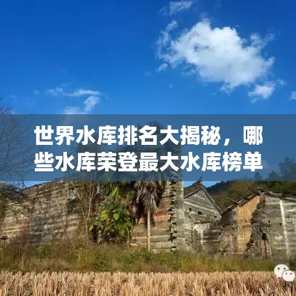世界水库排名大揭秘，哪些水库荣登最大水库榜单？