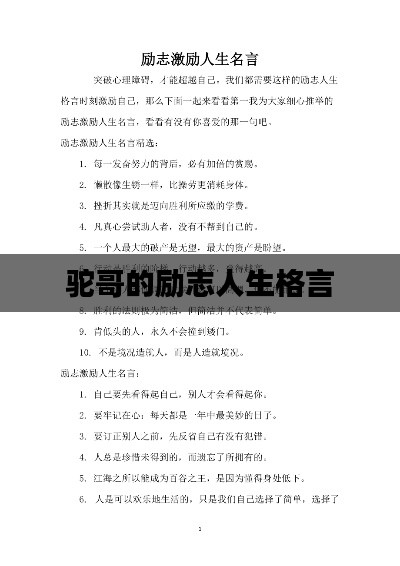 驼哥的励志人生格言