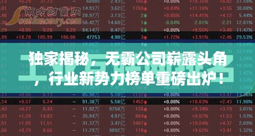 独家揭秘，无霸公司崭露头角，行业新势力榜单重磅出炉！