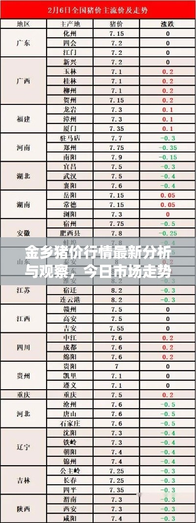 金乡猪价行情最新分析与观察，今日市场走势揭秘！