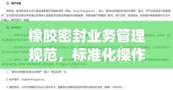 橡胶密封业务管理规范，标准化操作指南