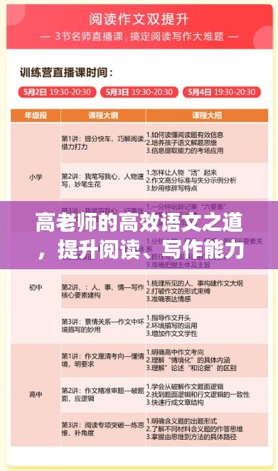 高老师的高效语文之道，提升阅读、写作能力的教学秘籍