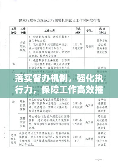 落实督办机制，强化执行力，保障工作高效推进方案