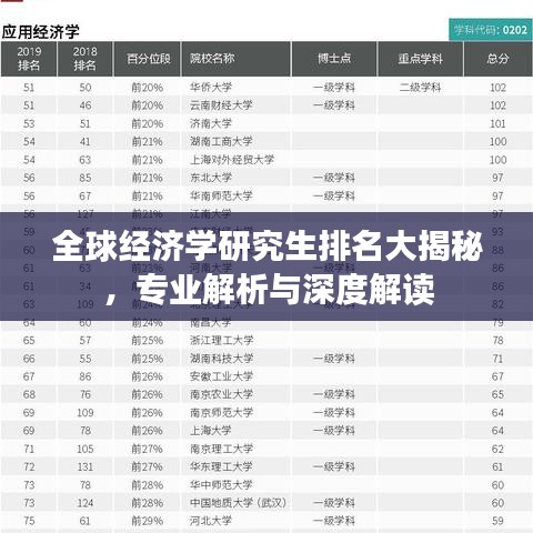 全球经济学研究生排名大揭秘，专业解析与深度解读