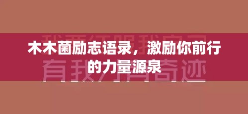 木木菌励志语录，激励你前行的力量源泉