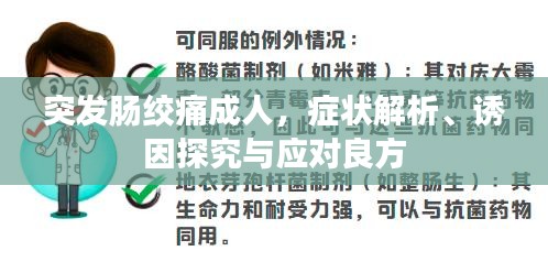 突发肠绞痛成人，症状解析、诱因探究与应对良方